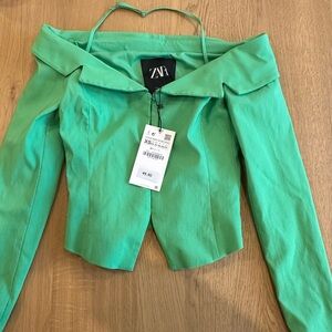 Zara green off the shoulder top